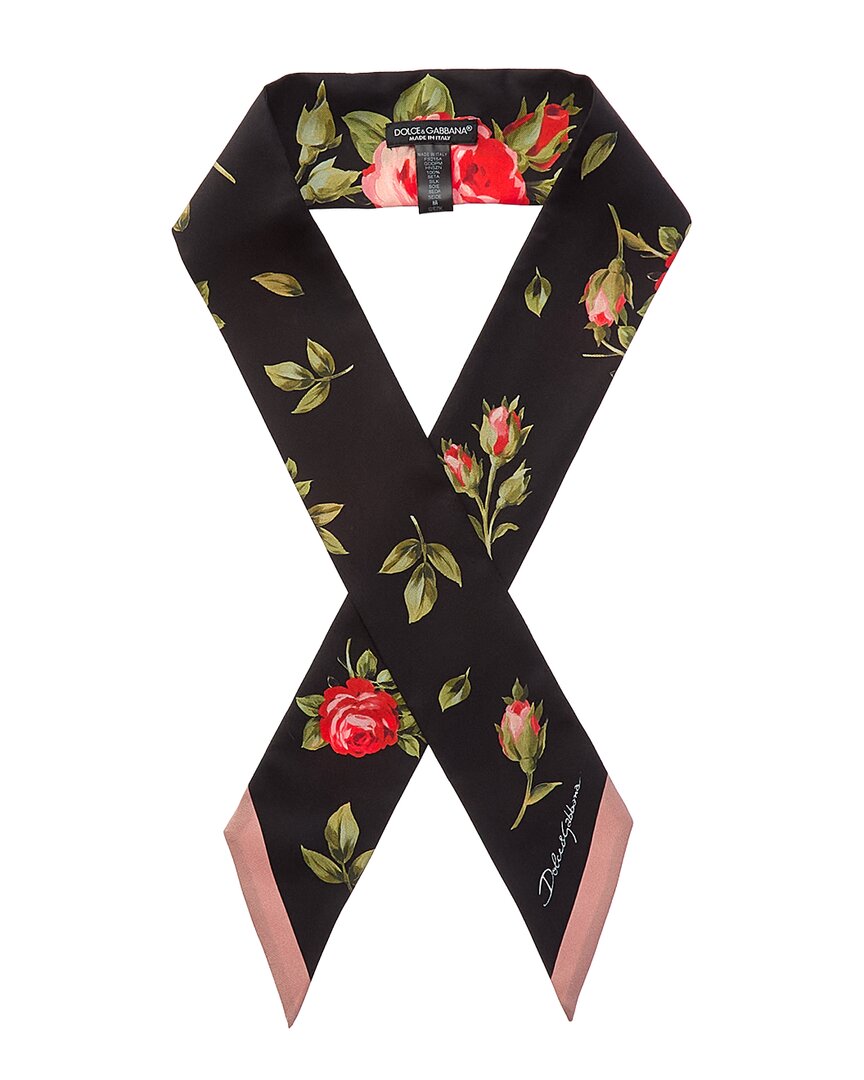 Dolce & Gabbana Rose Bouquet Print Silk Scarf