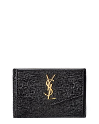 Saint Laurent Uptown Leather Card Case, Black