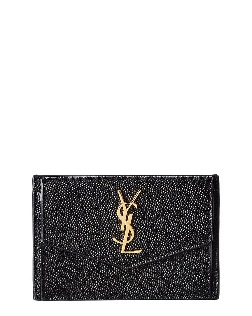 Saint Laurent Uptown Leather Card Case, Black