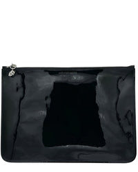 Alexander McQueen Women's Black Patent Leather Skull Charm Large Pouch