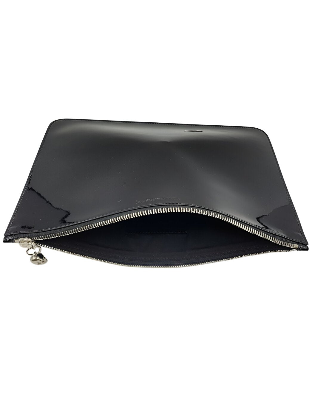 Alexander McQueen Women's Black Patent Leather Skull Charm Large Pouch