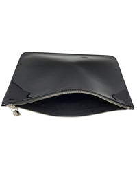 Alexander McQueen Women's Black Patent Leather Skull Charm Large Pouch