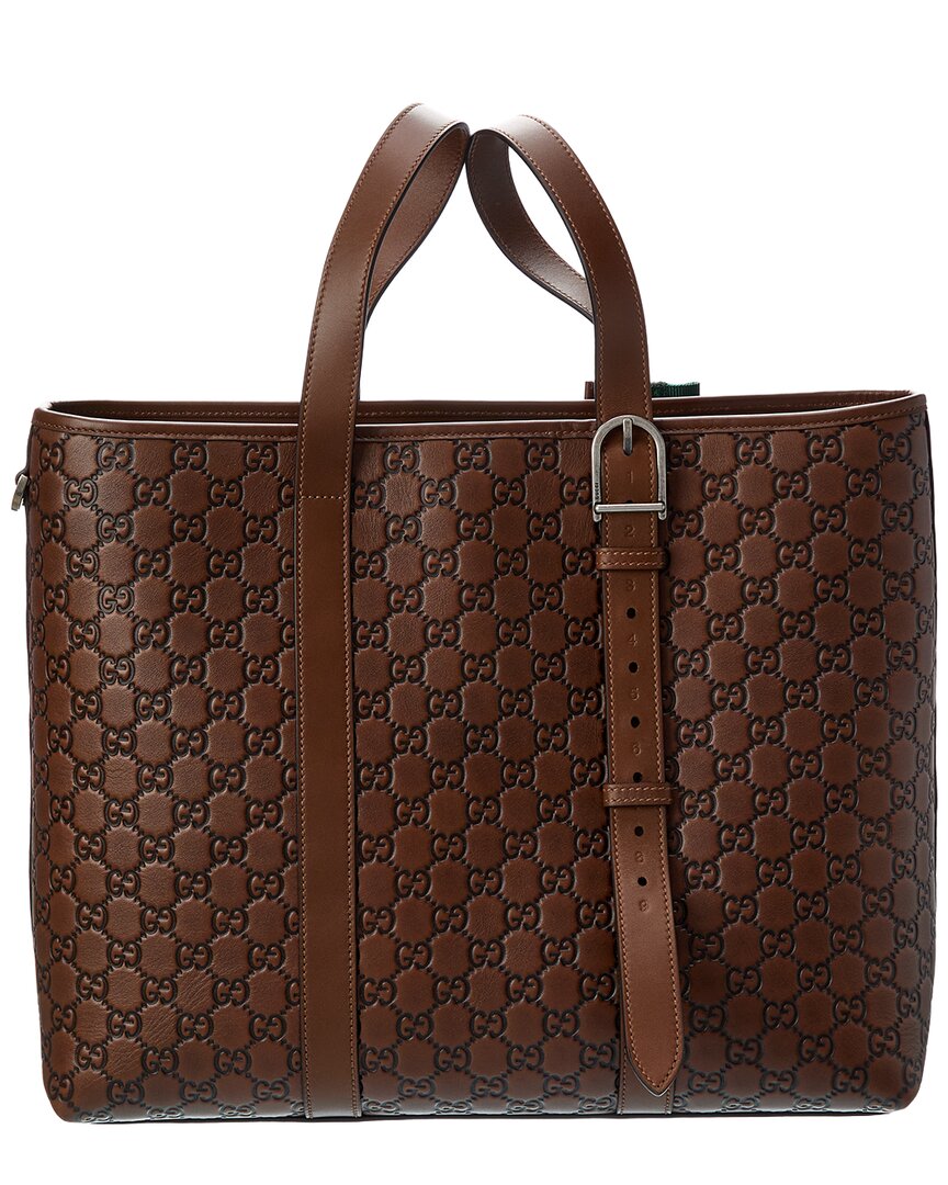 Gucci Gg Emblem Leather Tote