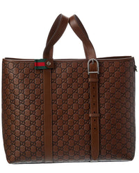Gucci Gg Emblem Leather Tote