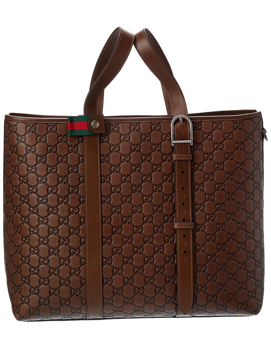 Gucci Gg Emblem Leather Tote