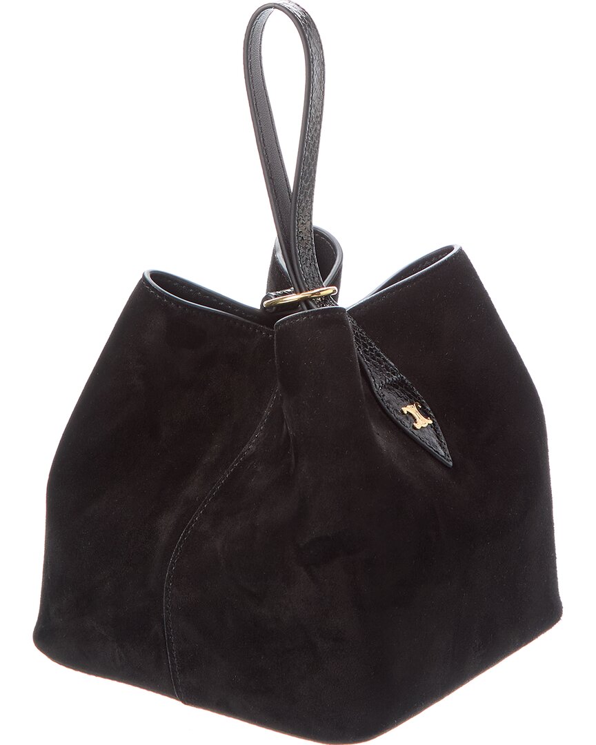Celine Amber Suede & Python-Embossed Leather Bucket Bag