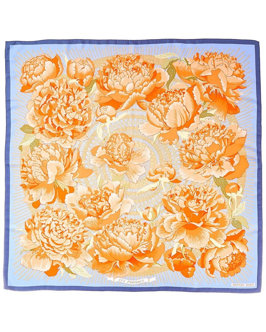Hermès Pre-Owned Hermès Les Pivoines By Christiane Vauzelles Mm Printed Silk Scarf (Authentic