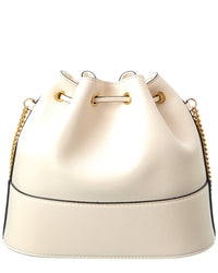 Valentino Valentino Vlogo Leather Bucket Bag, White