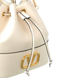 Valentino Valentino Vlogo Leather Bucket Bag, White
