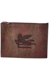 Etro Etro Coated Canvas & Leather Pouch