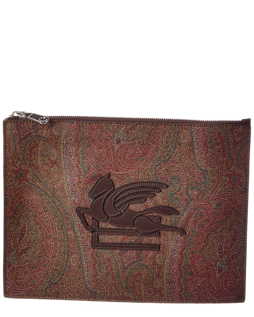 Etro Etro Coated Canvas & Leather Pouch