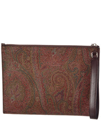 Etro Etro Coated Canvas & Leather Pouch