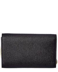 Saint Laurent Saint Laurent Uptown Embossed Leather Wallet On Chain