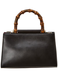 Gucci Black Leather Bamboo Nymphaea Bag (Authentic Pre-Loved)