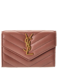 Saint Laurent Small Matelasse Leather Envelope Wallet