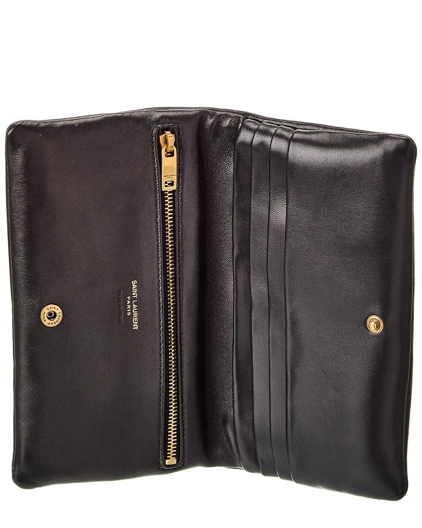 Saint Laurent Saint Laurent Calypso Large Leather Clucth