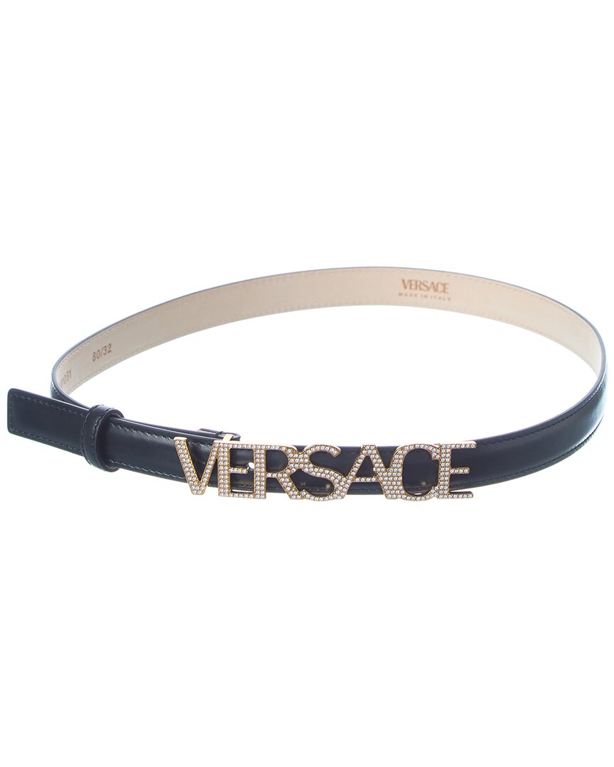 Versace Logo Buckle Leather Belt