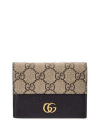 Gucci Gucci Gg Marmont Gg Supreme Canvas & Leather Card Case