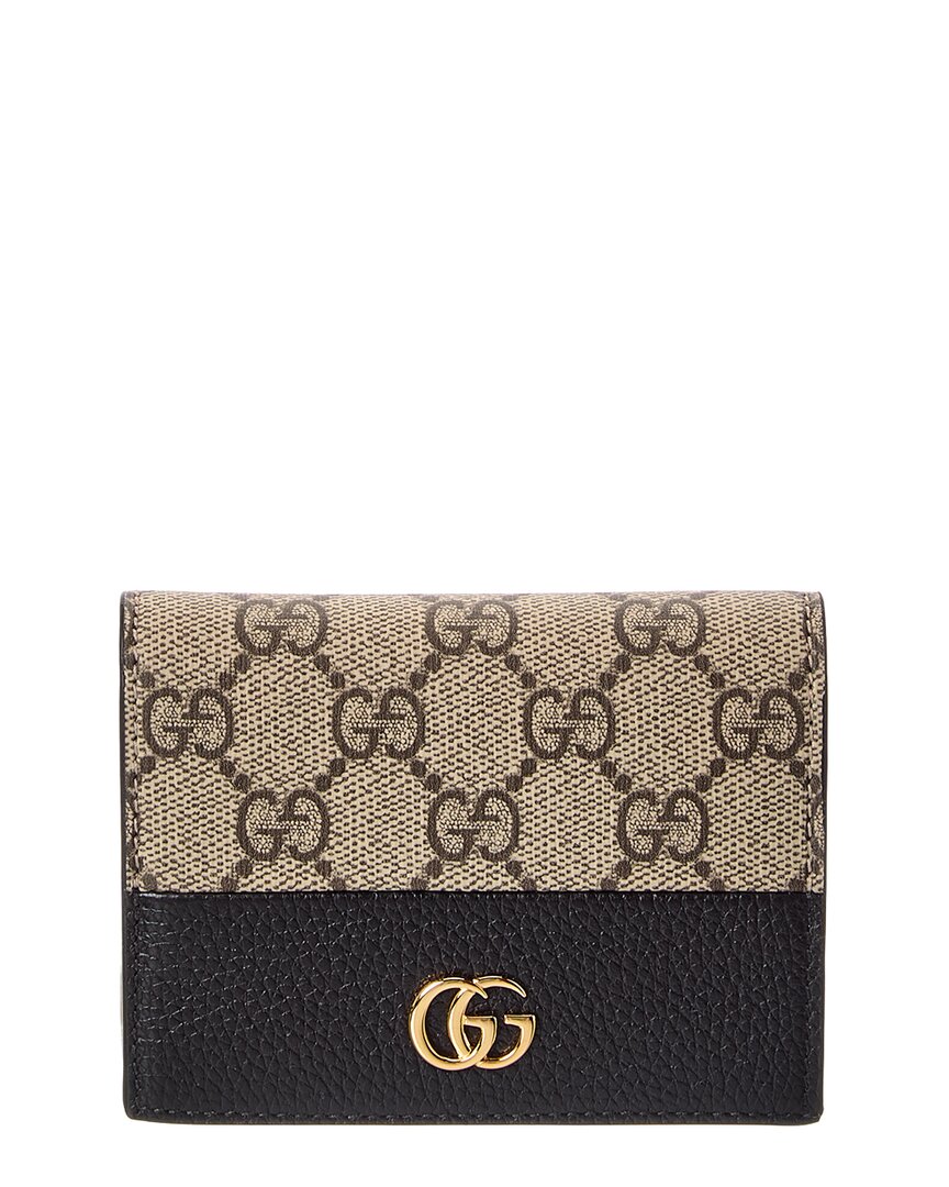 Gucci Gucci Gg Marmont Gg Supreme Canvas & Leather Card Case