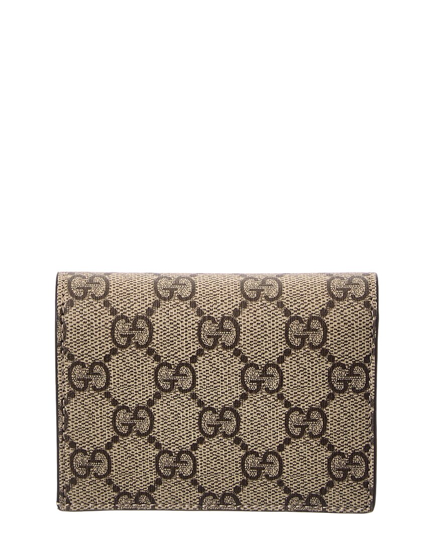 Gucci Gucci Gg Marmont Gg Supreme Canvas & Leather Card Case
