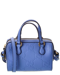 Gucci Gg Super Mini Leather Top Handle Bag ONE SIZE Blue