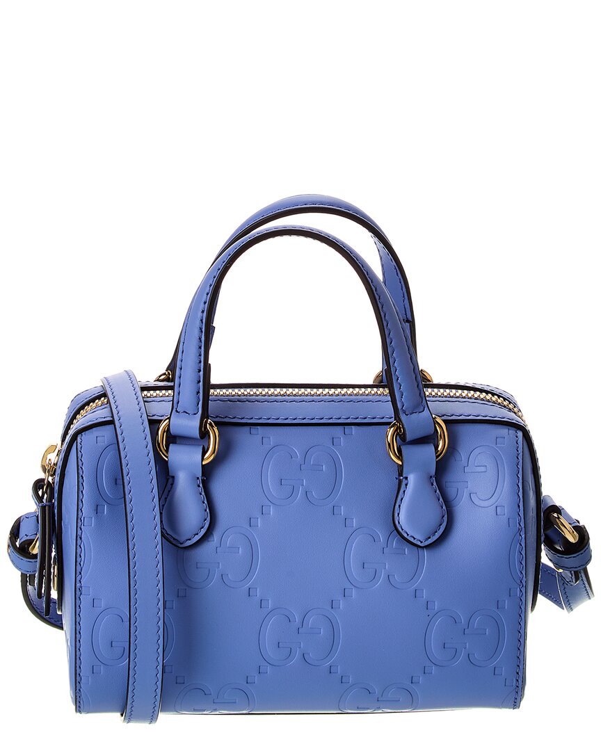 Gucci Gg Super Mini Leather Top Handle Bag ONE SIZE Blue