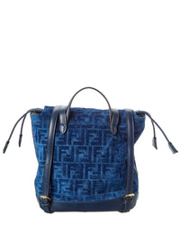 FENDI Fendi Ff Flocked Denim & Leather Backpack
