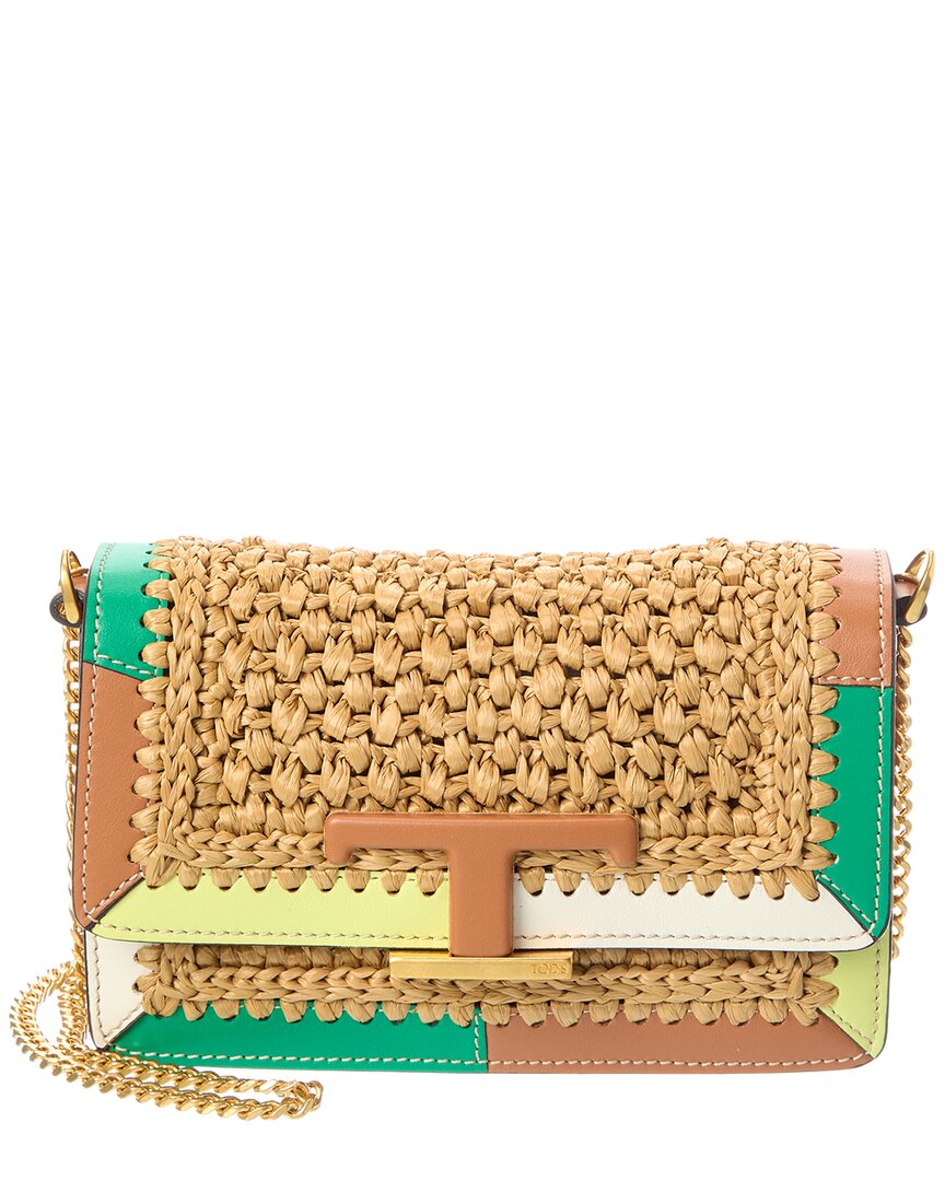 Tod’S Leather & Straw Belt Bag