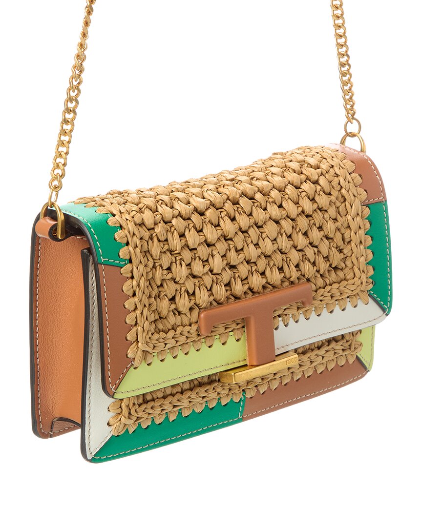 Tod’S Leather & Straw Belt Bag