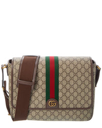 Gucci Ophidia Large Gg Supreme Canvas & Leather Shoulder Bag