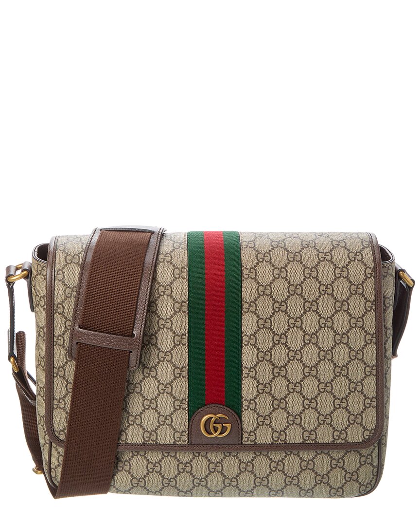 Gucci Ophidia Large Gg Supreme Canvas & Leather Shoulder Bag