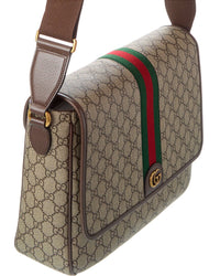 Gucci Ophidia Large Gg Supreme Canvas & Leather Shoulder Bag