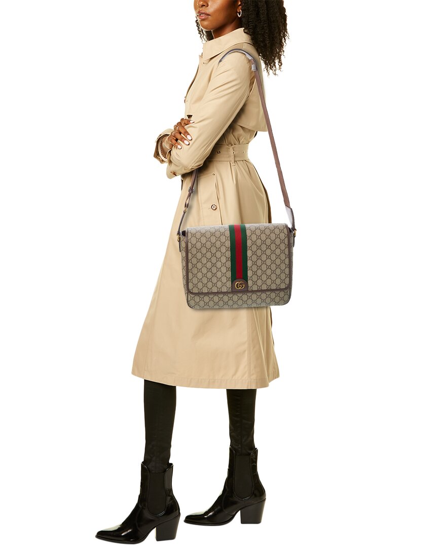 Gucci Ophidia Large Gg Supreme Canvas & Leather Shoulder Bag