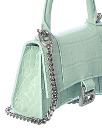 Balenciaga Hourglass Mini Top Handle Croc-Embossed Leather Crossbody