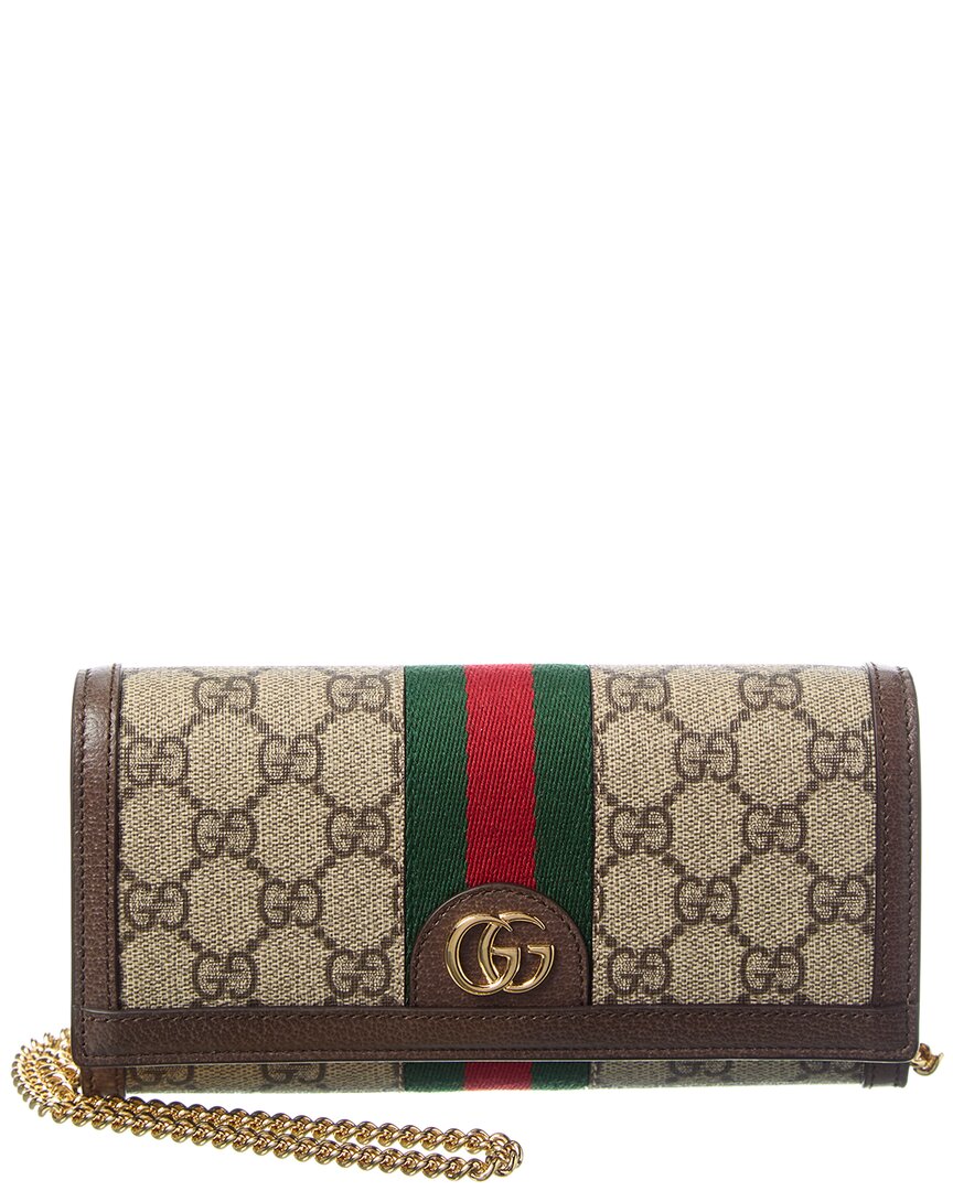 Gucci Gucci Ophidia Gg Supreme Canvas & Leather Wallet On Chain