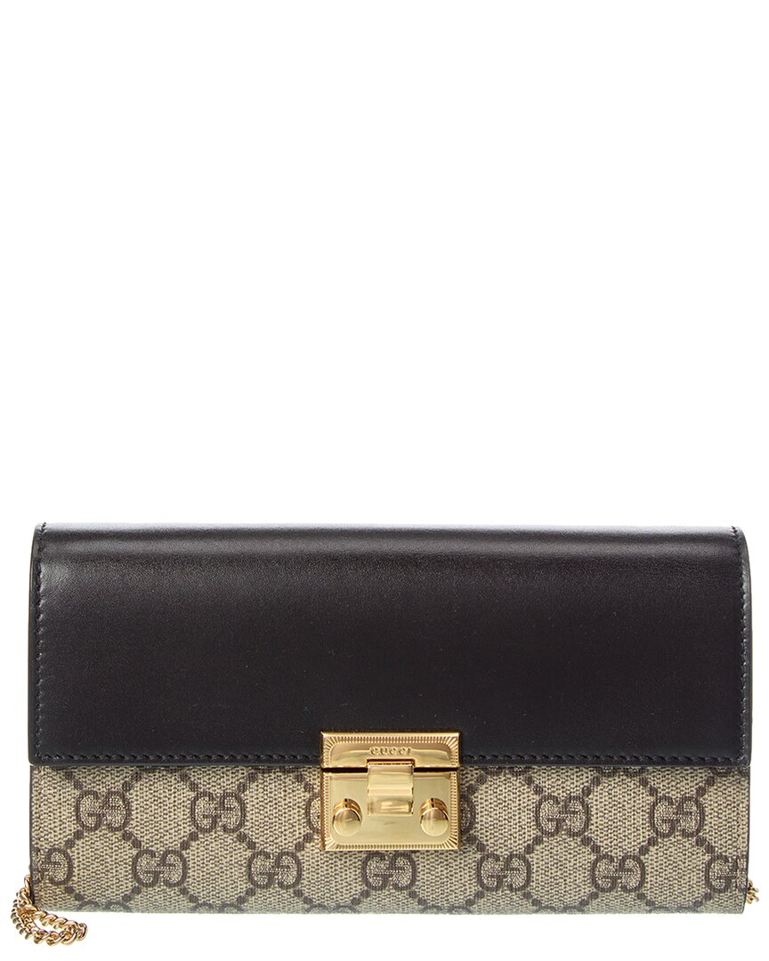 Gucci Gg Supreme Canvas & Leather Wallet On Chain