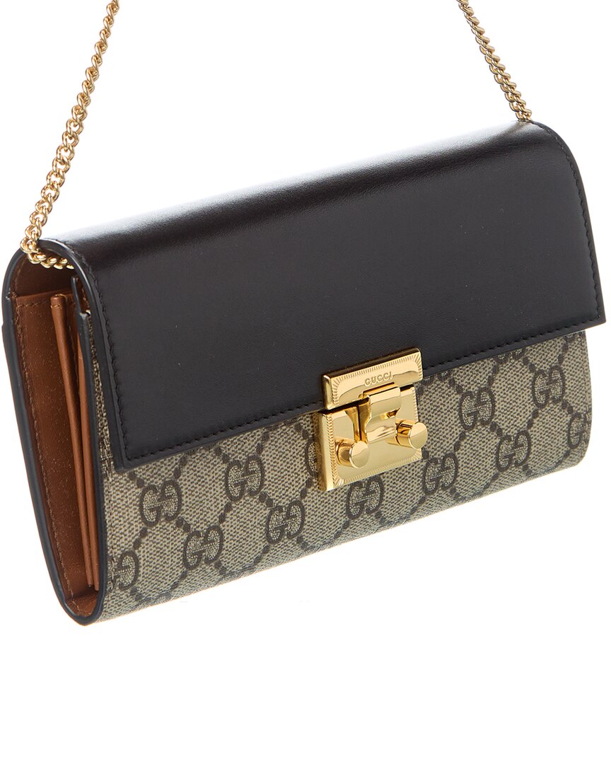 Gucci Gg Supreme Canvas & Leather Wallet On Chain