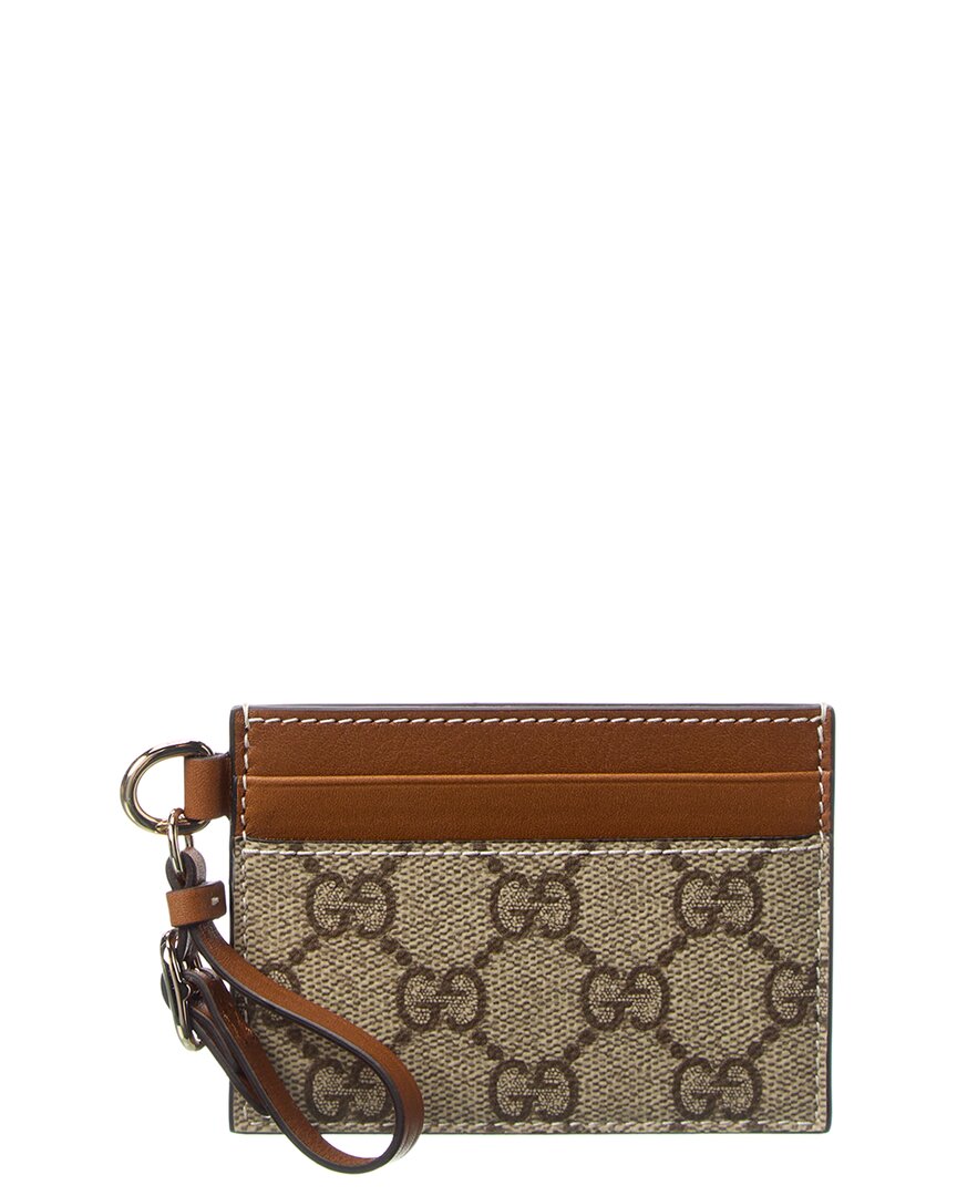 Gucci Gucci Emblem Gg Supreme Canvas & Leather Card Case