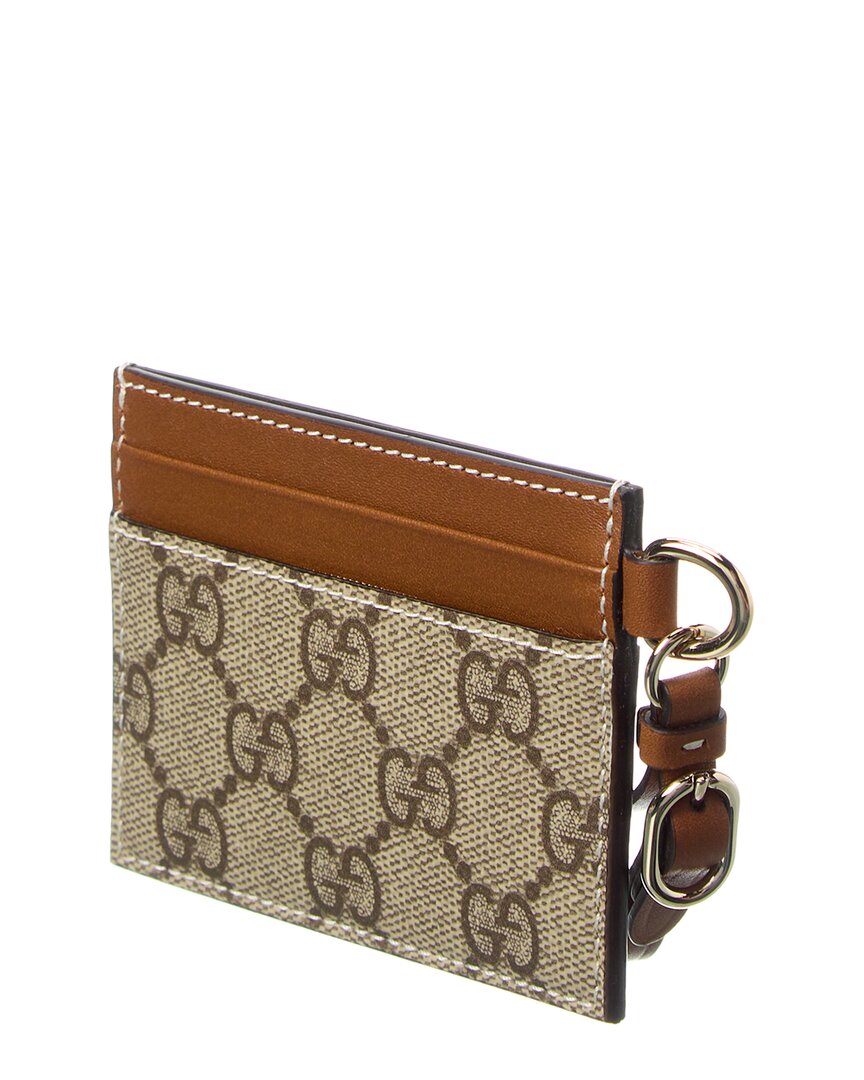 Gucci Gucci Emblem Gg Supreme Canvas & Leather Card Case