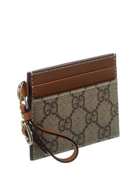 Gucci Gucci Emblem Gg Supreme Canvas & Leather Card Case
