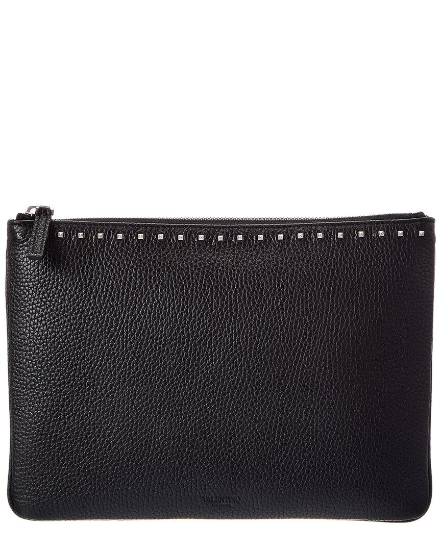Valentino Valentino Rockstud Grainy Leather Pouch