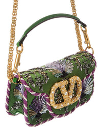 Valentino Valentino Vlogo Loco Small Satin & Leather Wallet On Chain