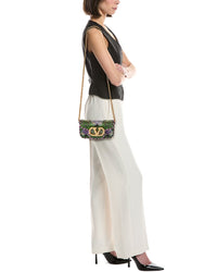 Valentino Valentino Vlogo Loco Small Satin & Leather Wallet On Chain
