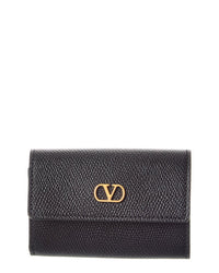 Valentino Valentino Vlogo Leather Card Case
