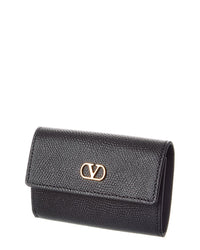 Valentino Valentino Vlogo Leather Card Case