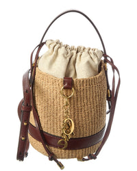 Chloé Chloe Logo Straw Bucket Bag