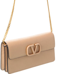 Valentino Vsling Grainy Leather Wallet On Chain