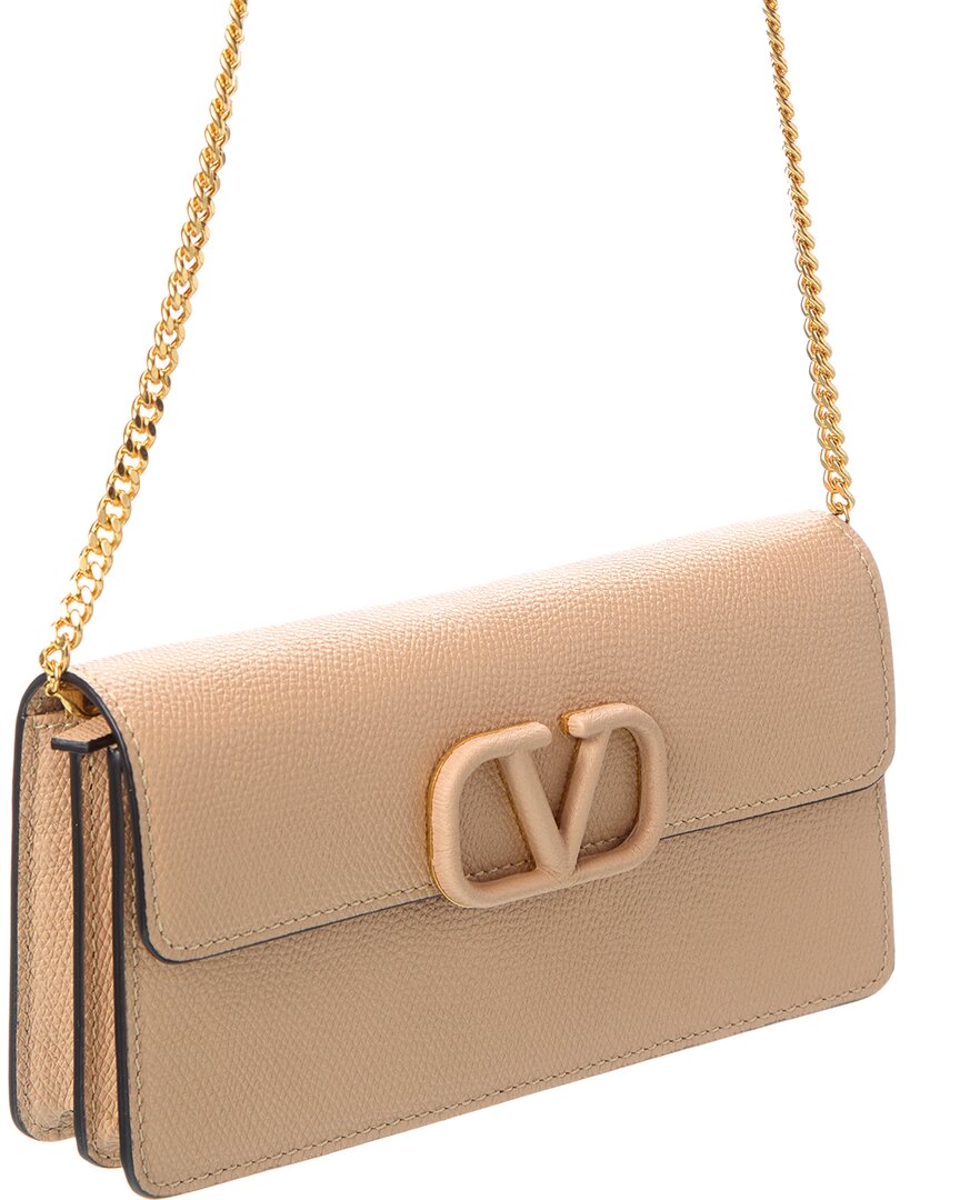 Valentino Vsling Grainy Leather Wallet On Chain