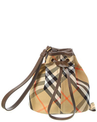 Burberry Burberry Check Canvas & Leather Drawstring Pouch