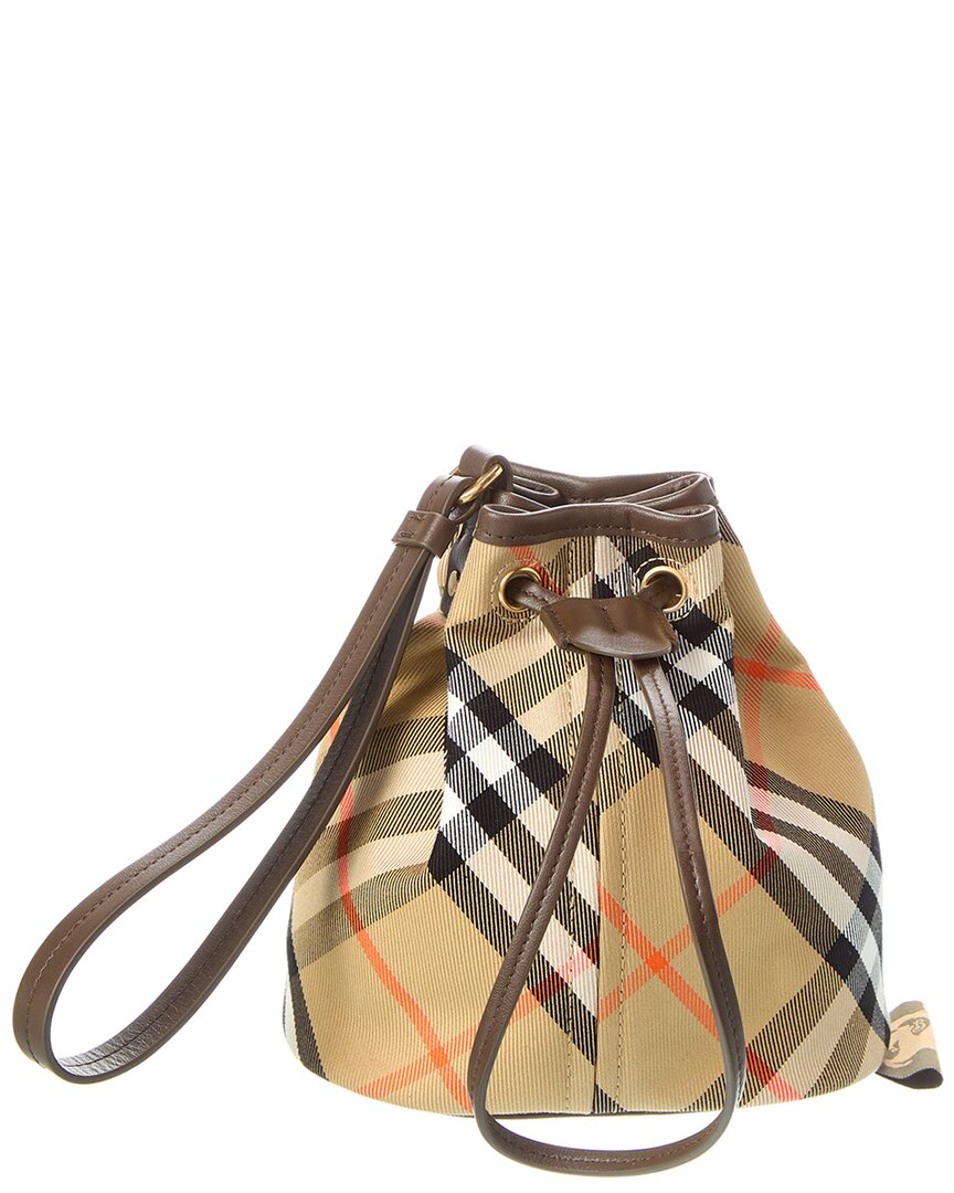 Burberry Burberry Check Canvas & Leather Drawstring Pouch